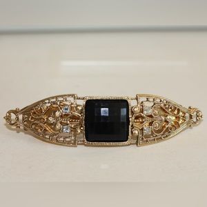 Gold Hair clip with black diamond